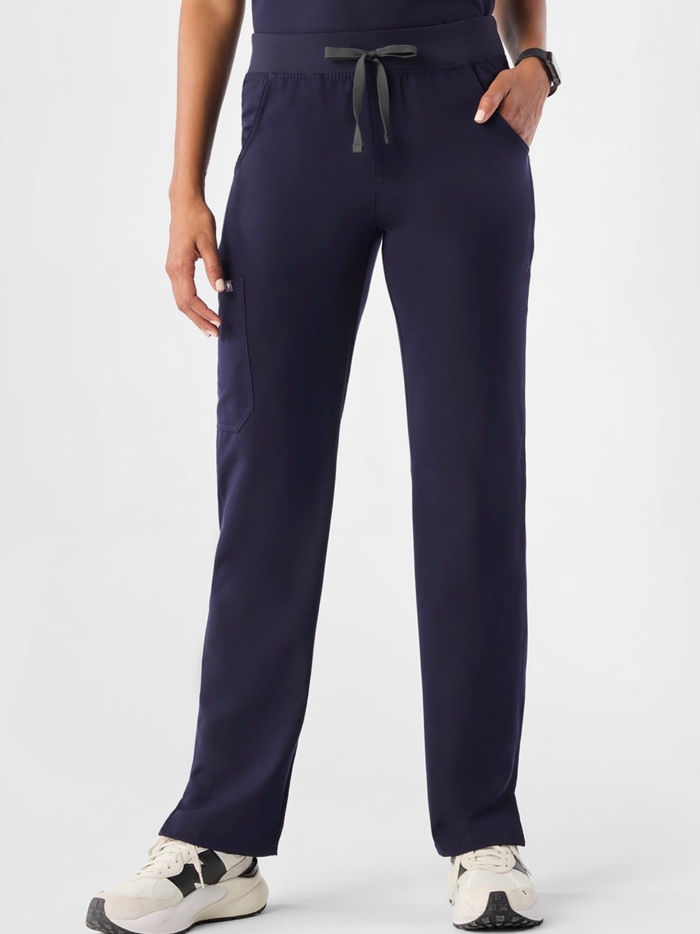 FIGS Navy Kade Straight-Leg Drawstring Scrub Pants LARGE